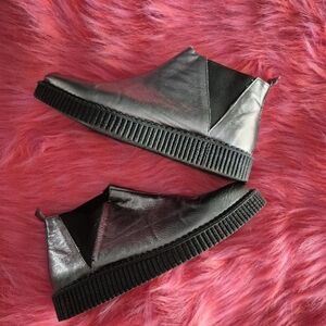 TUK Silver Leather Chelsea Boots Mens 8